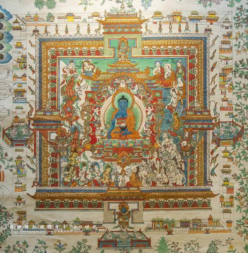 药师佛坛城图唐卡