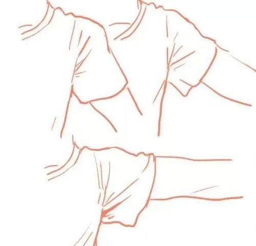 半袖胳膊的褶皱画法