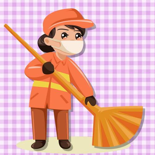 卡通风格环卫工人清洁工图片免抠素材