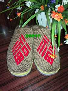 纯手工毛线编制室内拖鞋秋冬防滑保暖男女宝宝卡通福字拖鞋成品鞋