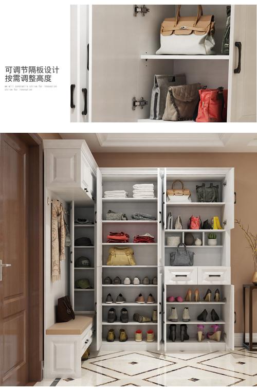 依雪简约多功能鞋柜门厅储物柜大容量进门衣帽柜换鞋凳定制鞋柜_6折