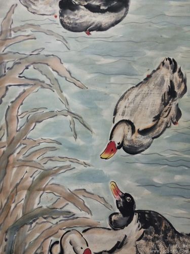 徐悲鸿 群鸭戏水图立轴