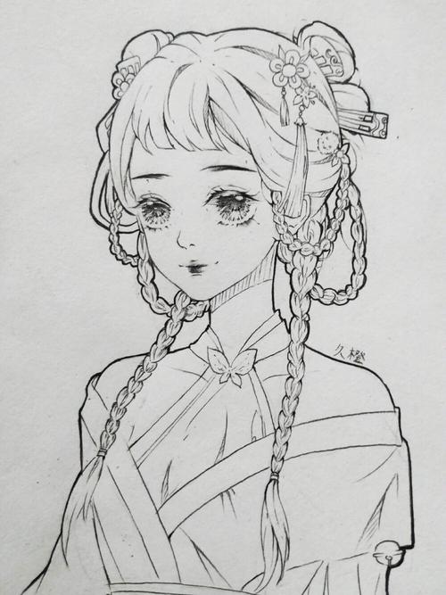 线稿/过程/绘画教程/动漫/画画/愿喜