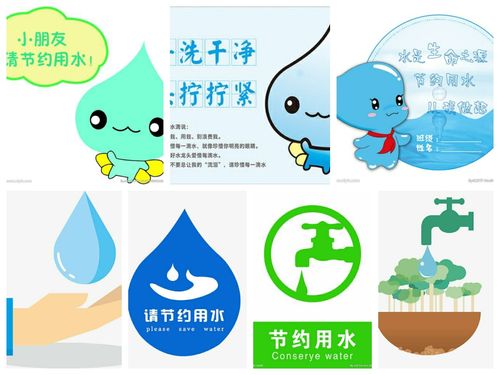 小朋友们,快来看看这些标志,你也拿起画笔,设计一个你自己的"节水标志