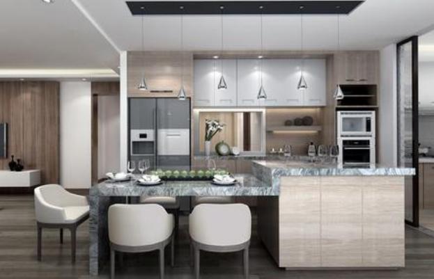 开放式厨房隐形门现代田园风格装修效果图