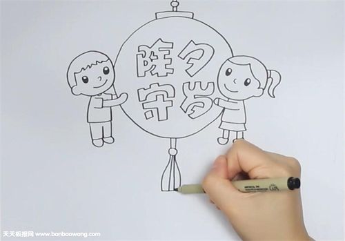 除夕夜守岁手抄报图片内容