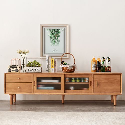 北欧电视柜茶几组合现代简约小户型轻奢橡木客厅纯实木日式电视柜