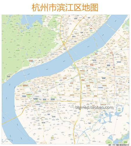 杭州市滨江区地图高清定制房地产快递公司银行商业机构办公室画芯