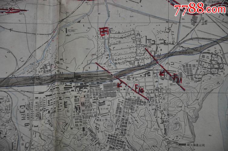 1977年绘制抚顺地形图大地图【比例尺1:20000】