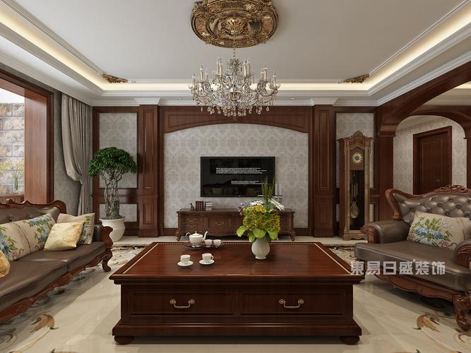 四居室-古典美式-客厅电视背景墙道-效果图效果图_2019装修案例图片