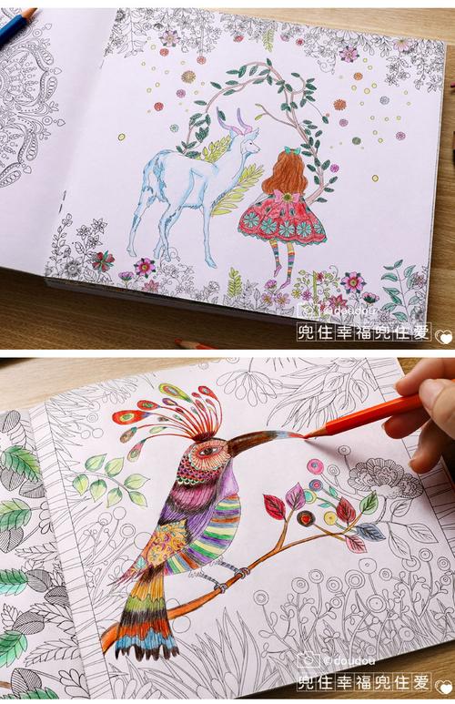 秘密花园填色涂色书神秘花园绘画图画本儿童成人减压童话梦境彩绘旭泽
