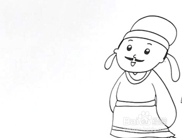 首先画出以为登山的诗人,可以把诗人画得小一些,考虑一下比例问题.