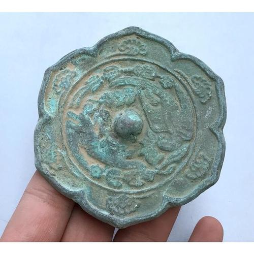 新品汉代青铜镜 避邪招财仿古铜镜出土葵镜风水摆件 花边龙凤铜镜