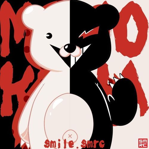 弹丸论破动漫短袖男黑白熊联名t恤女情侣装卡通印花