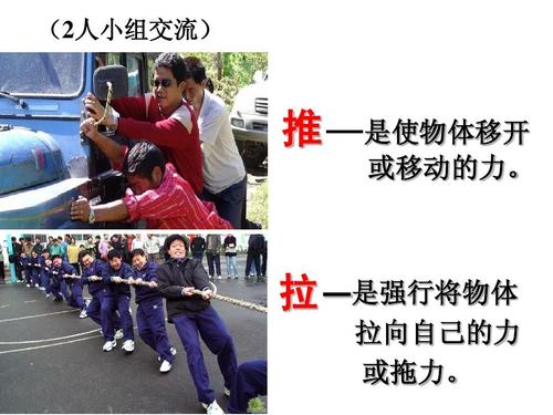 (2人小组交流) 推 —是使物体移开 或移动的力.