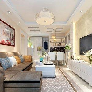 现代简约二居室客厅吊顶装修效果图大全