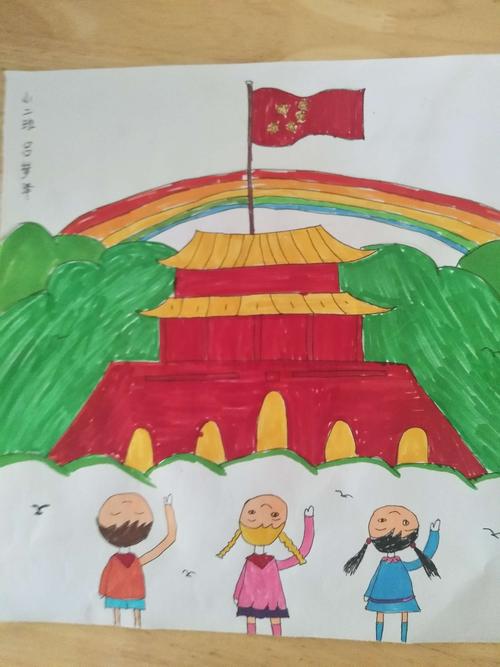 党旗飘扬,我心向党――临朐中学幼儿园小二班庆祝建国70周年亲子绘画
