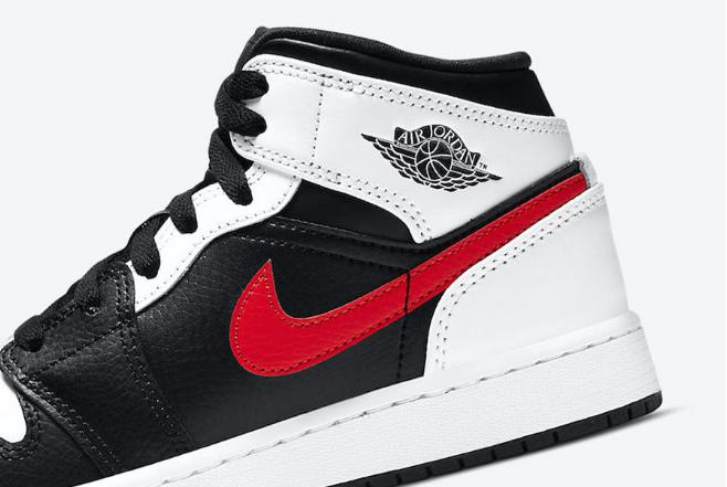 aj1黑白红中帮全新配色airjordan1midgs经典aj1黑白gs版本货号