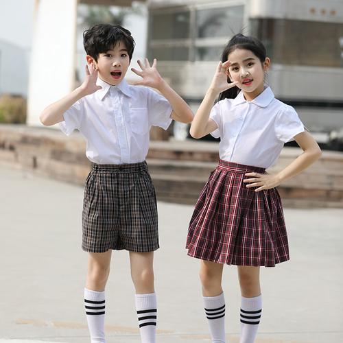 深圳小学生礼服套装夏装短袖t恤短裤女孩班服洋气班服
