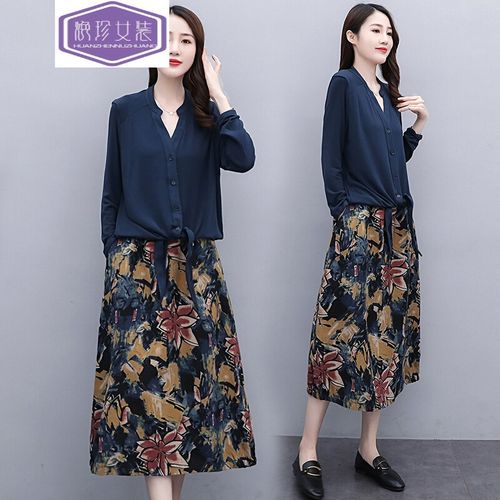 2021春季流行的女装,夏季时装走秀服装女装 哲卜早春其它麻套装女2021年新款大码女装休闲气质妈妈春秋连衣裙甜美