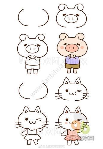 小动物简笔画步骤图-陆地动物-千千简笔画