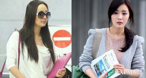 【图】杨幂素颜照曝光吓人 化上桃花妆判若两人