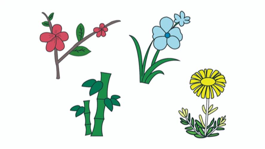 梅兰竹菊简笔画