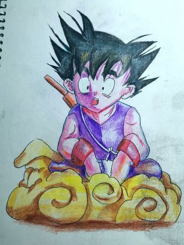 彩铅七龙珠孙悟空手绘