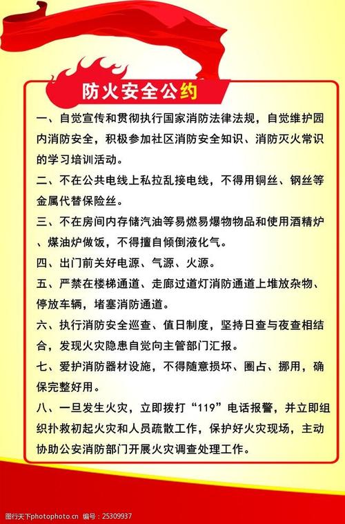 防火安全公约消防文化展板