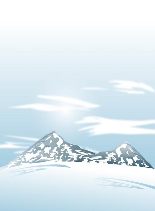 矢量卡通文艺冬季雪山背景素材