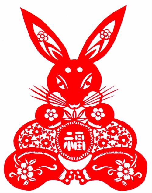 王风  玉兔送福  剪纸