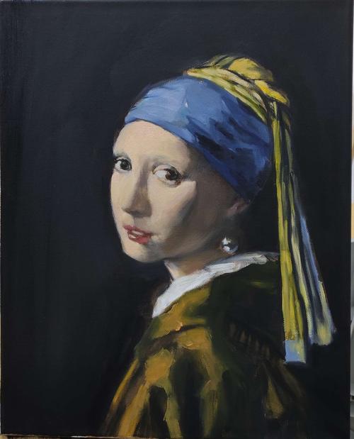杨文油画《戴珍珠耳环的女孩》.