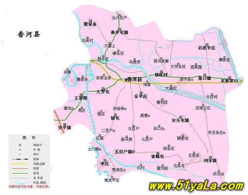 河北香河县行政地图