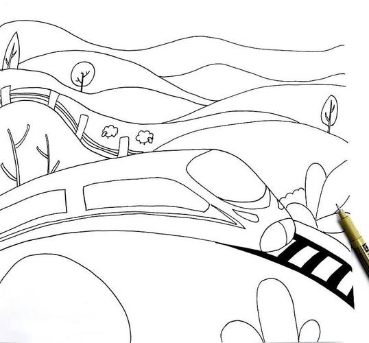 少儿美术绘画《和谐号出发啦》旅途愉快