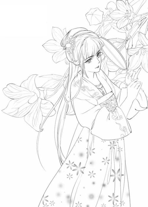 一组古风手绘线稿素材太唯美了