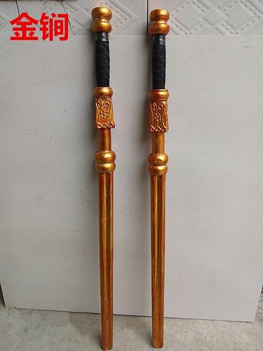 戏曲用品兵器武术道具门神尉迟秦琼双锏木锏木制金锏银鞭黑虎鞭商品