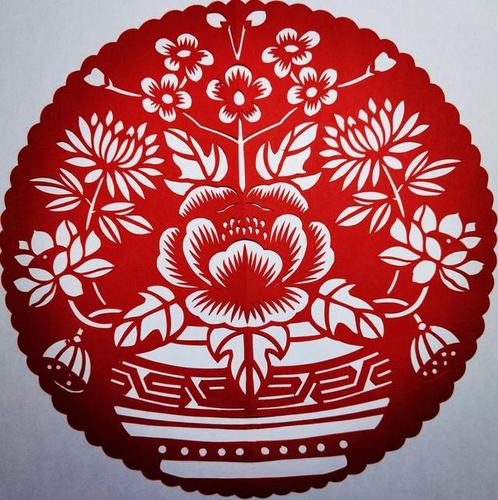 李生荣剪纸作品|接福纳祥赏窗花