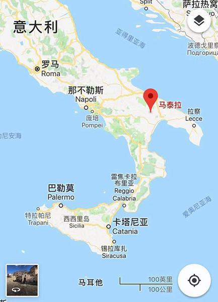 (马泰拉在意大利的地理位置)