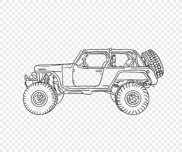 线描汽车线描越野汽车的矢量素材线描越野车线描越野汽车的矢量素材