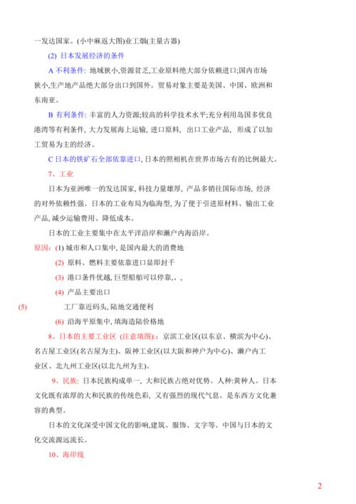 人教版初一地理下地理日本知识点(最新整理)