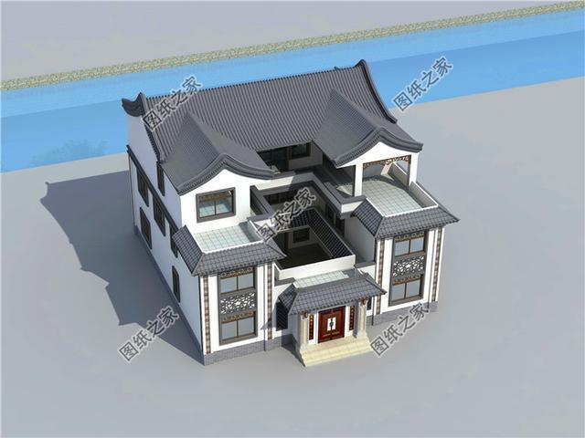 新中式三层四合院外观图