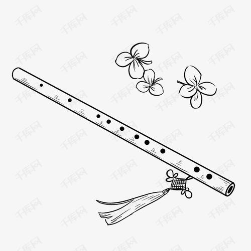 手绘线描笛子插画