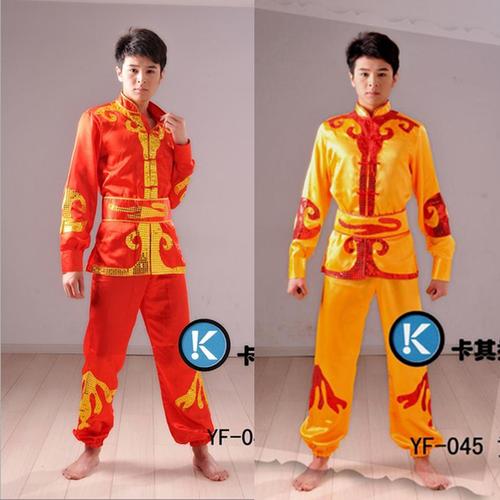 广场舞服装男款秧歌服民族舞蹈服锣鼓演出服舞龙队节庆表演服长袖