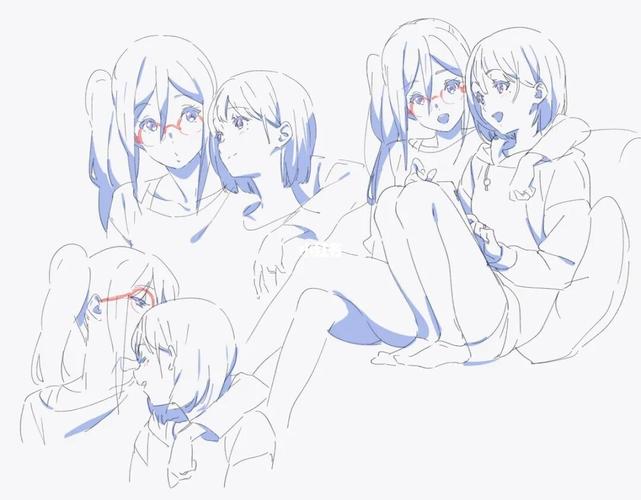 【素材】二次元软萌jk少女动作姿势参考_动漫_板绘_jk