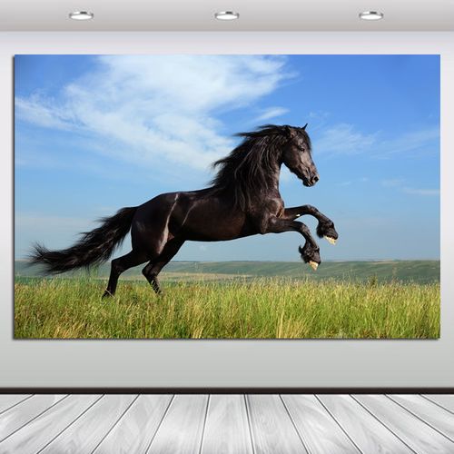 马到成功新疆大草原装饰画骏马奔腾游牧场景挂画餐馆装饰壁画b05
