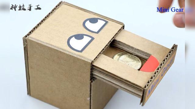 手工制作魔术存钱罐,会吞钱的钱罐