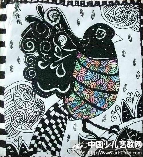 儿童画-神鸟-《少儿画苑》第21届国际少儿书画大赛