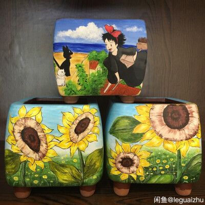 【素材】手绘花盆画