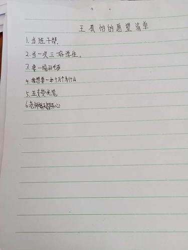 五一班孩子的愿望清单