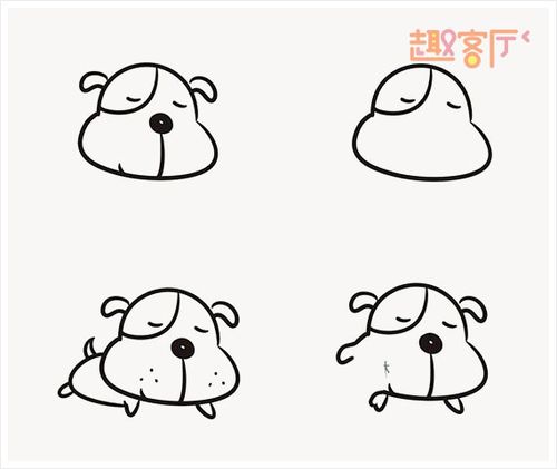 几笔勾画的小狗简笔画 呆萌可爱小狗简笔画